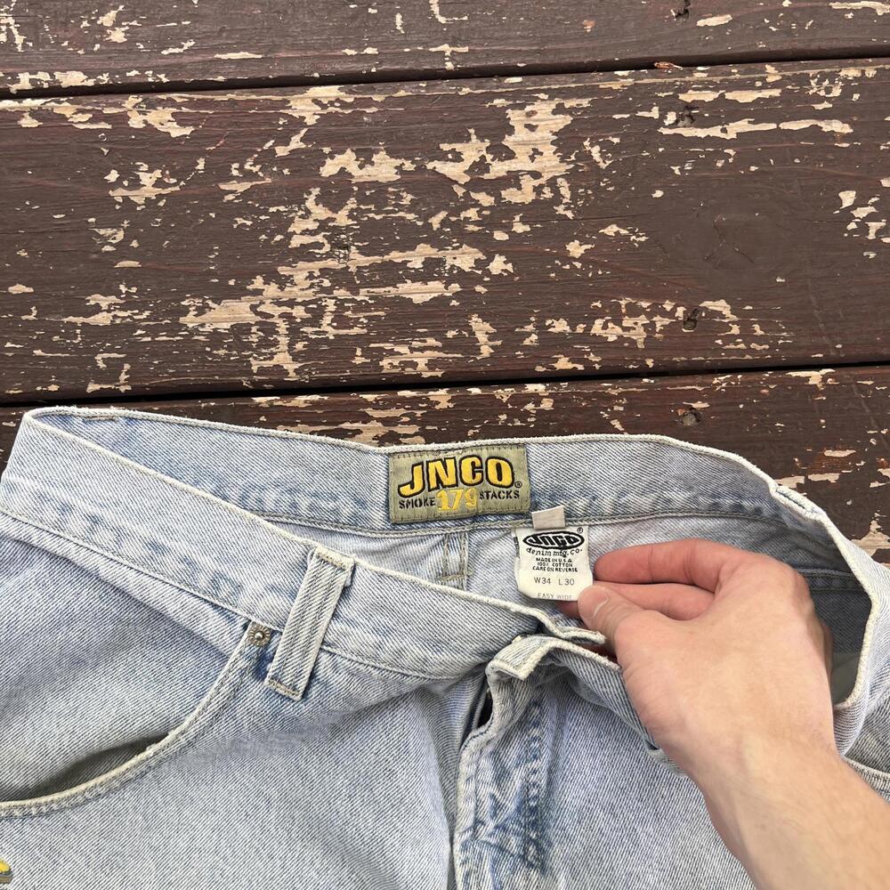 (34x30) Vintage 90s JNCO Jeans Smokestacks Pipes Wide Leg Baggy Skater Rave - Picture 4 of 8